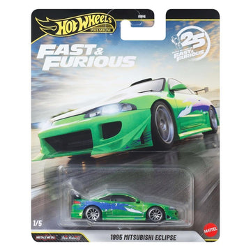 Hot Wheels - Premium - 1995 Mitsubishi Eclipse - JHW68 - HNW46 - Fast & Furious 1/5 - Real Riders - Premium Card - Green - Official Licensed Model