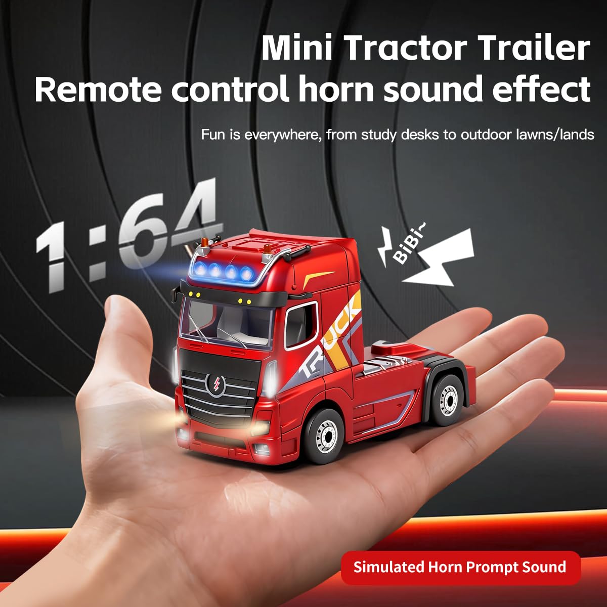 UZM 1/64 RC Track with Trailer, Remote-Controlled Lifting Trailer, 2-in-1 Drift & Race Toy, Dual Motors, LED Lights & Horn, 2.4GHz Remote Control