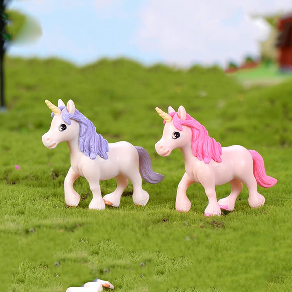 Lovely Flying Horse Unicorn Model Cake Toppers 8 Pcs Fairy Garden Miniature Unicorn Figurines Moss Landscape DIY Terrarium Crafts Ornament Accessories
