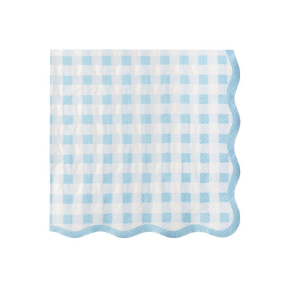 Bonjour Fête Light Blue Gingham Paper Party Dinner Napkins | Premium Party Supplies | Baby Showers, Bridal Showers, Tea Parties, & Casual Gatherings |
