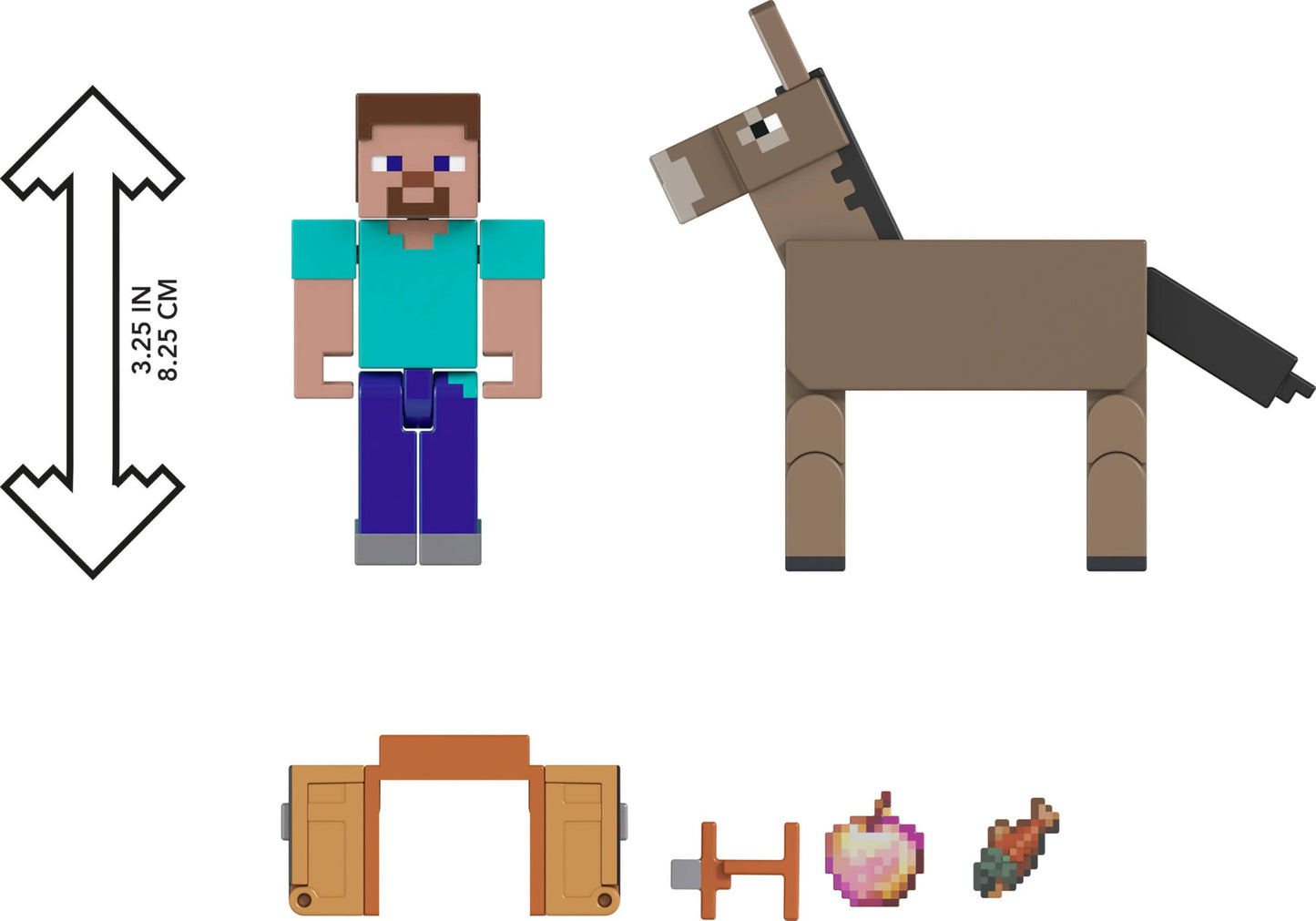 Mattel Minecraft Action Figures & Accessories 2-Pack, Steve & Donkey in 3.25-inch Scale, Collectible Toy Set