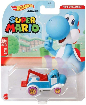 Hot Wheels Super Mario Character Cars Collection - Mario, Luigi, Princess Peach, Light Blue Yoshi, Bullet Bill & Donkey Kong, Die?Cast 1:64 Scale