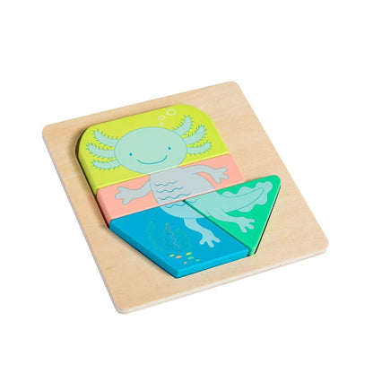 Mary Meyer LittleWood Puzzles Wooden Puzzle for Toddlers, Preschool Gift for 18+ Months, Fun & Educational Baby Toy, 5.5 x 5.5-Inches, Axolotl