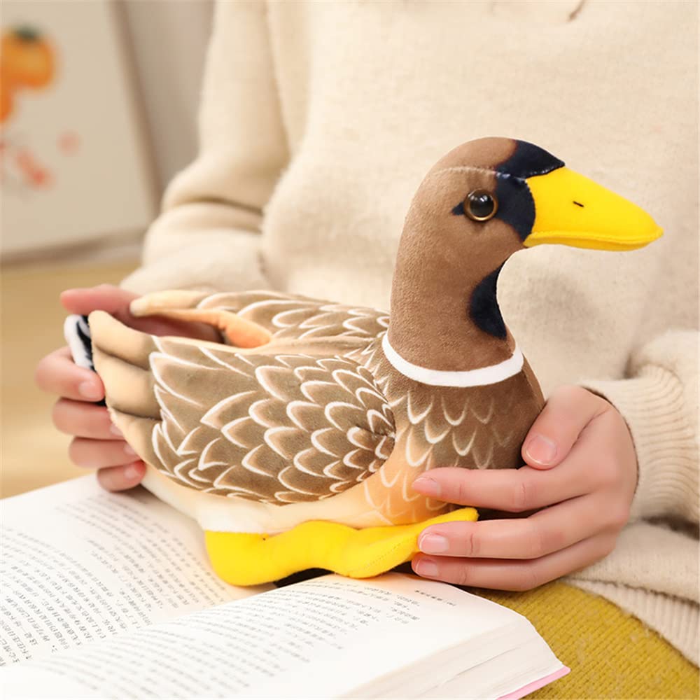 JIANEEXSQ Realistic Mallard Duck Plush Stuffed Animal Toy Gift for Kids (Brown)