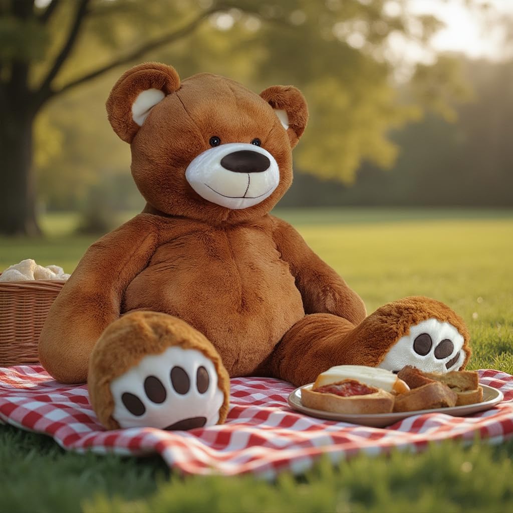 Anico 59" Tall (5 Foot) Giant Plush Bear, Stuffed Animal, Medium Brown Teddy Bear with Smiling Face. Premium Stuffed Toy Teddy Bear, Perfect