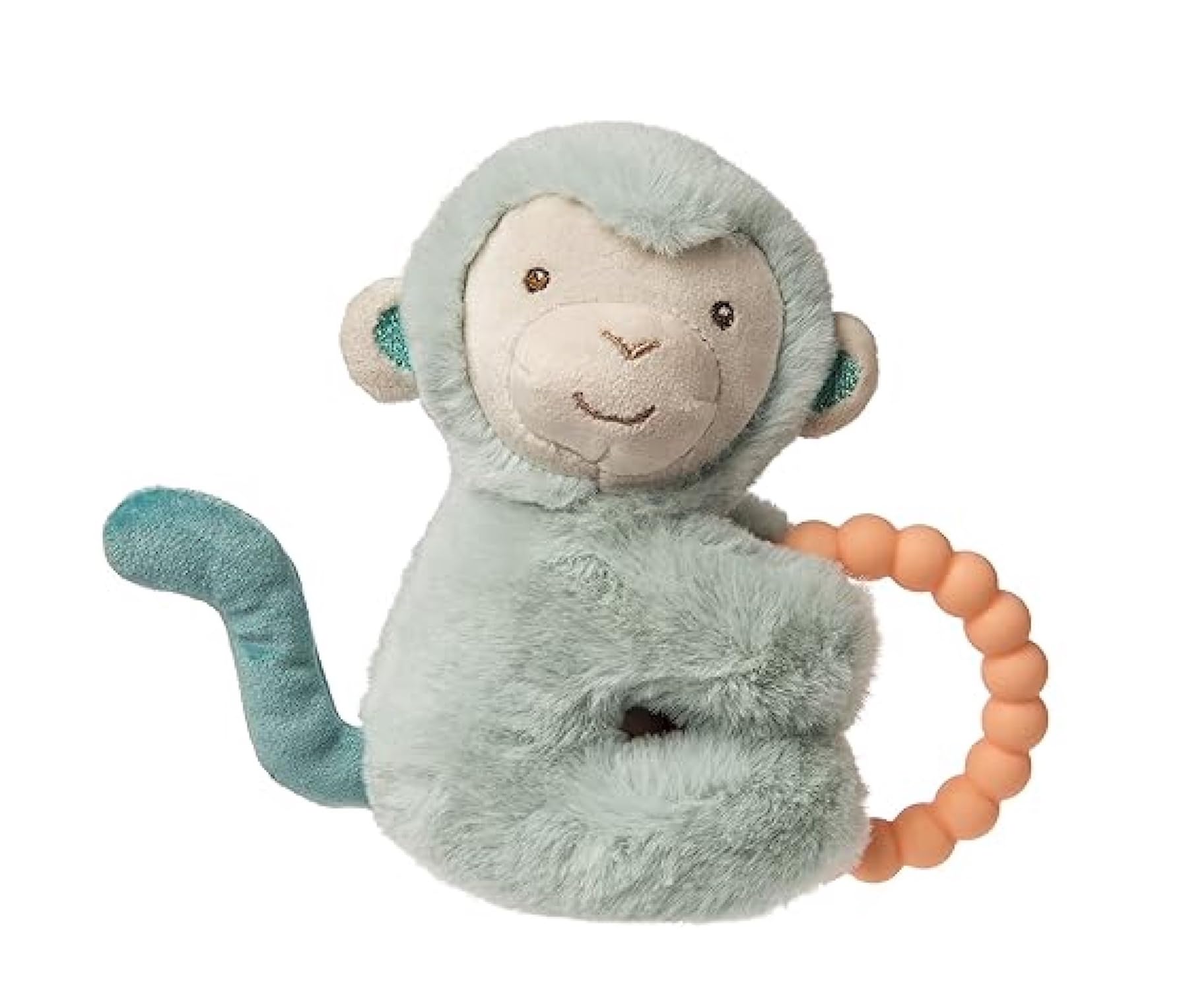 Mary Meyer Soft Baby Rattle with Teether Ring, 6-Inches, Little But Fierce Monkey