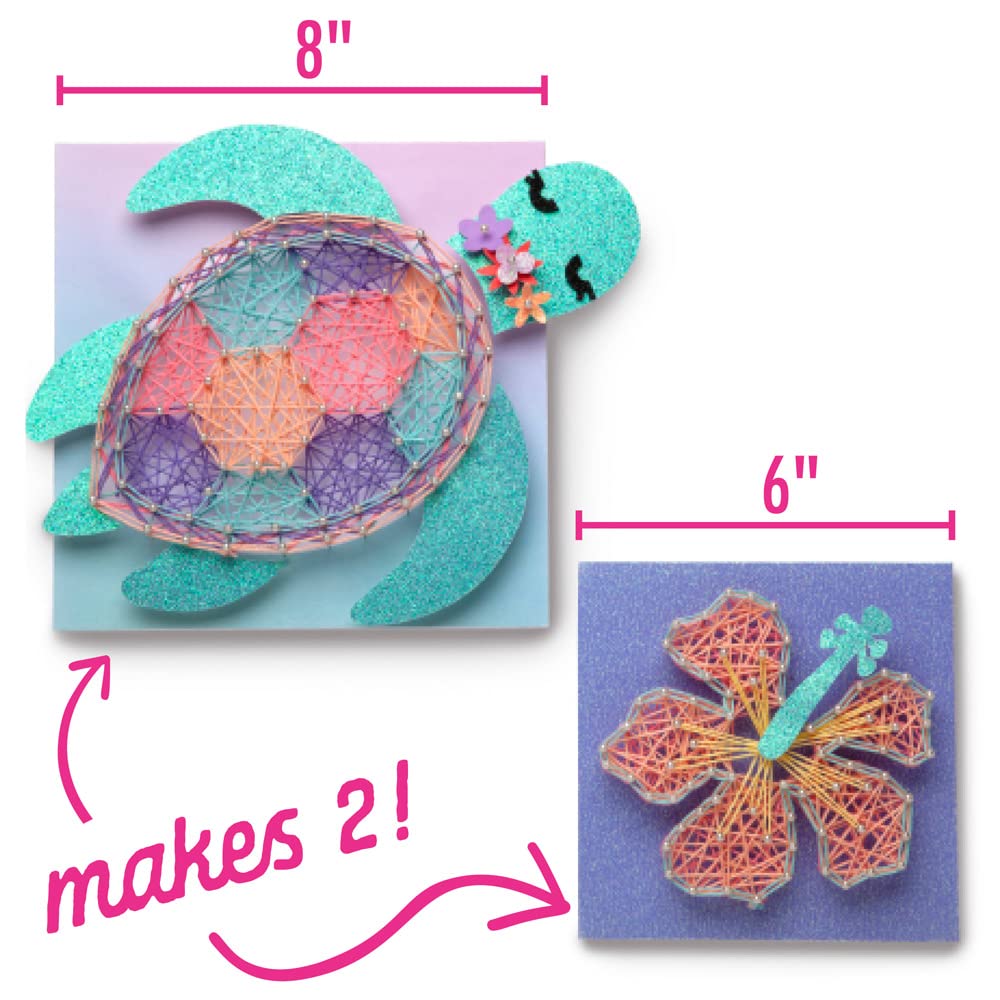 Craft-Tastic - String Art Sea Turtle for 2 Fun Craft Projects - Sea Turtle and Hibiscus Flower - Ages 10+