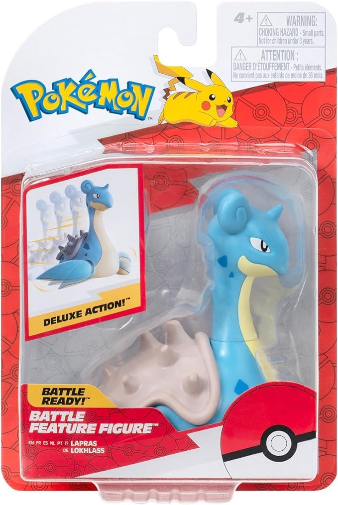 Pokémon Lapras Battle Feature Figure - 4.5-Inch Lapras Battle Ready Figure with Charge Attack