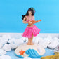 Pink Solar Powered Dancing Hawaiian Girl with Grass Skirt - Swinging Head Doll for Car Dashboard and Desktop Ornaments, Decorations