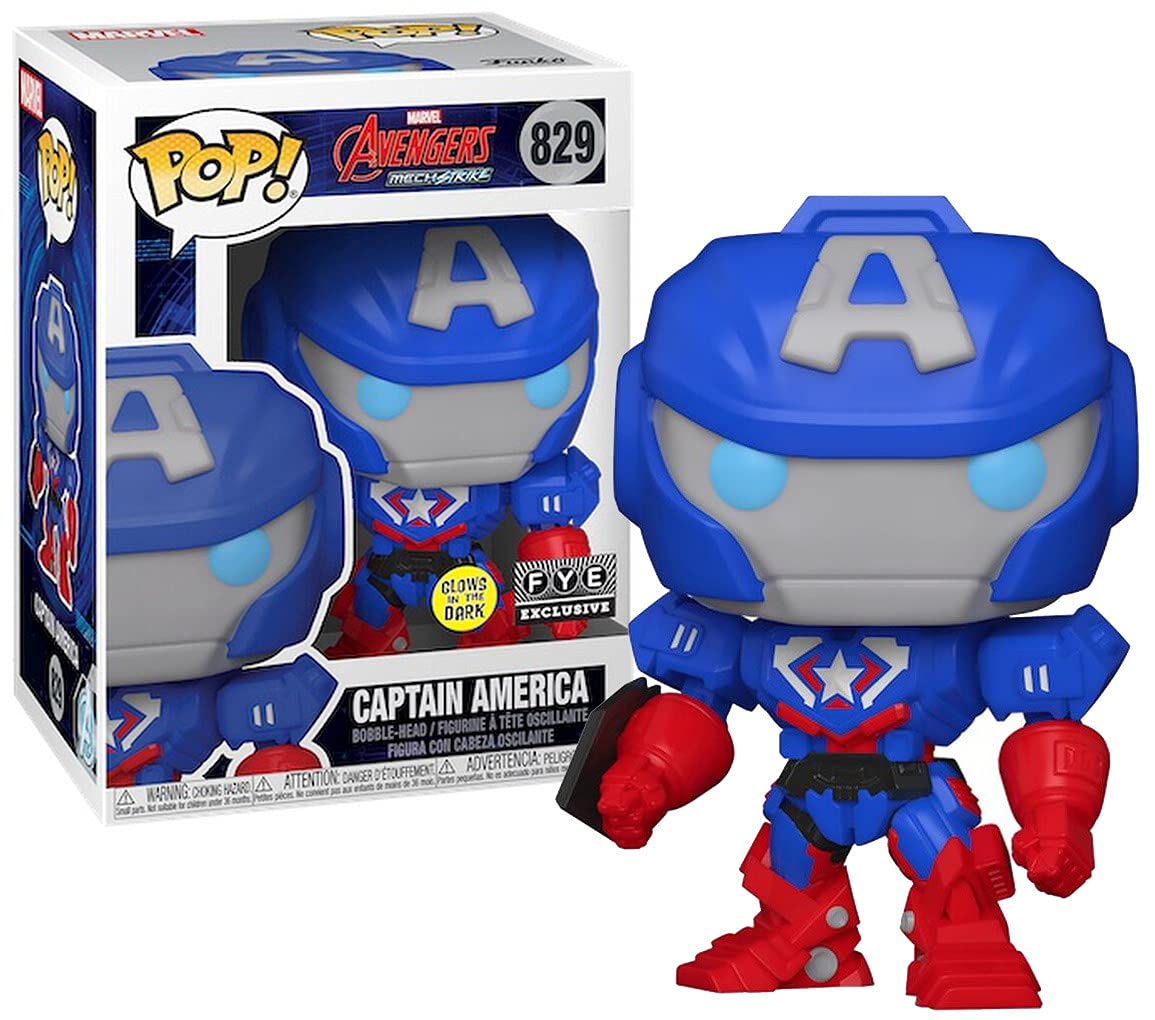 Funko Pop Marvel Avengers Mech Strike #829 - Captain America Glow in The Dark - Exclusive Special Edition Marvel Pop!