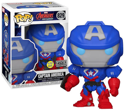 Funko Pop Marvel Avengers Mech Strike #829 - Captain America Glow in The Dark - Exclusive Special Edition Marvel Pop!