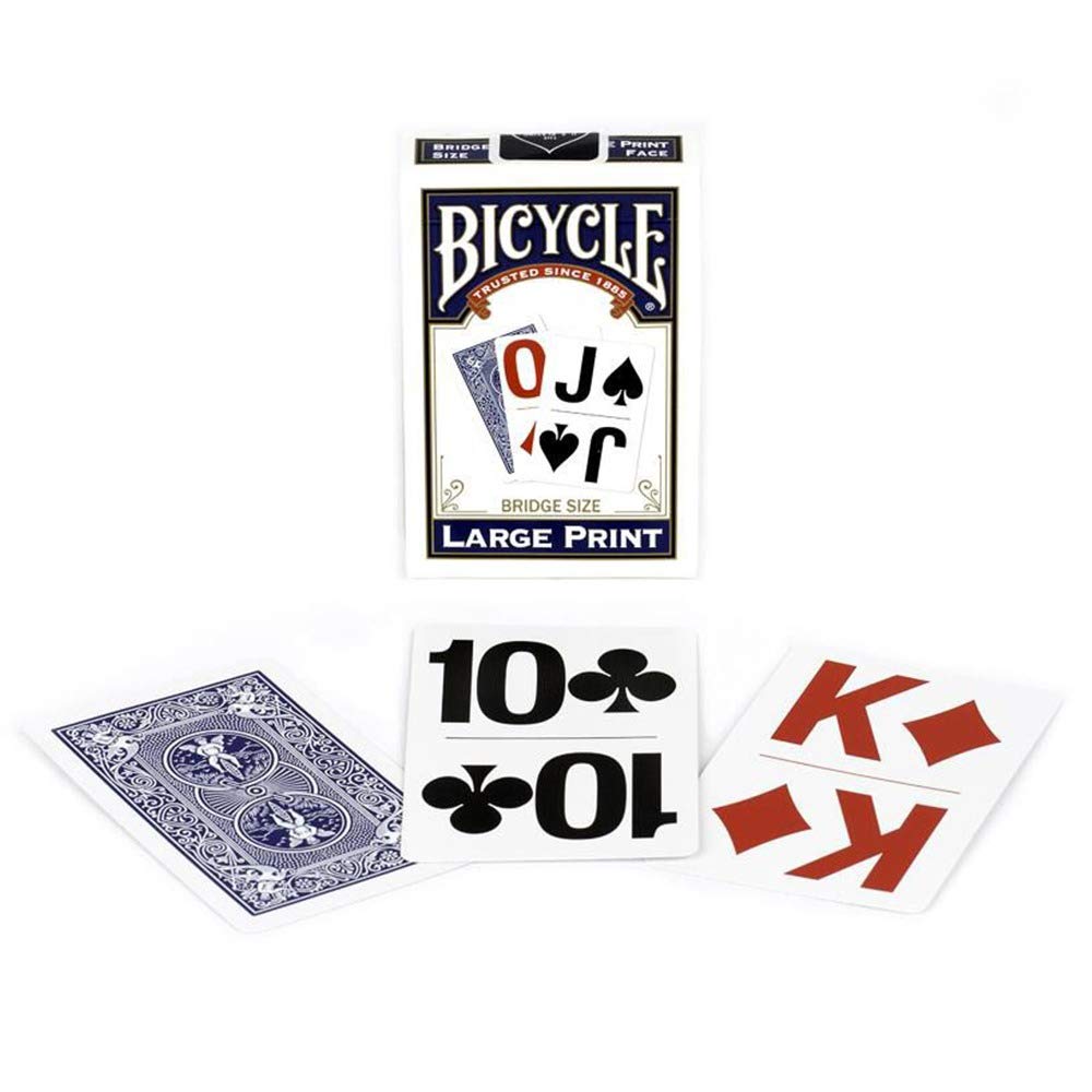 Bicycle Large Print Bridge Size Playing Cards - Easy-to-Read Deck for Seniors - Red or Blue