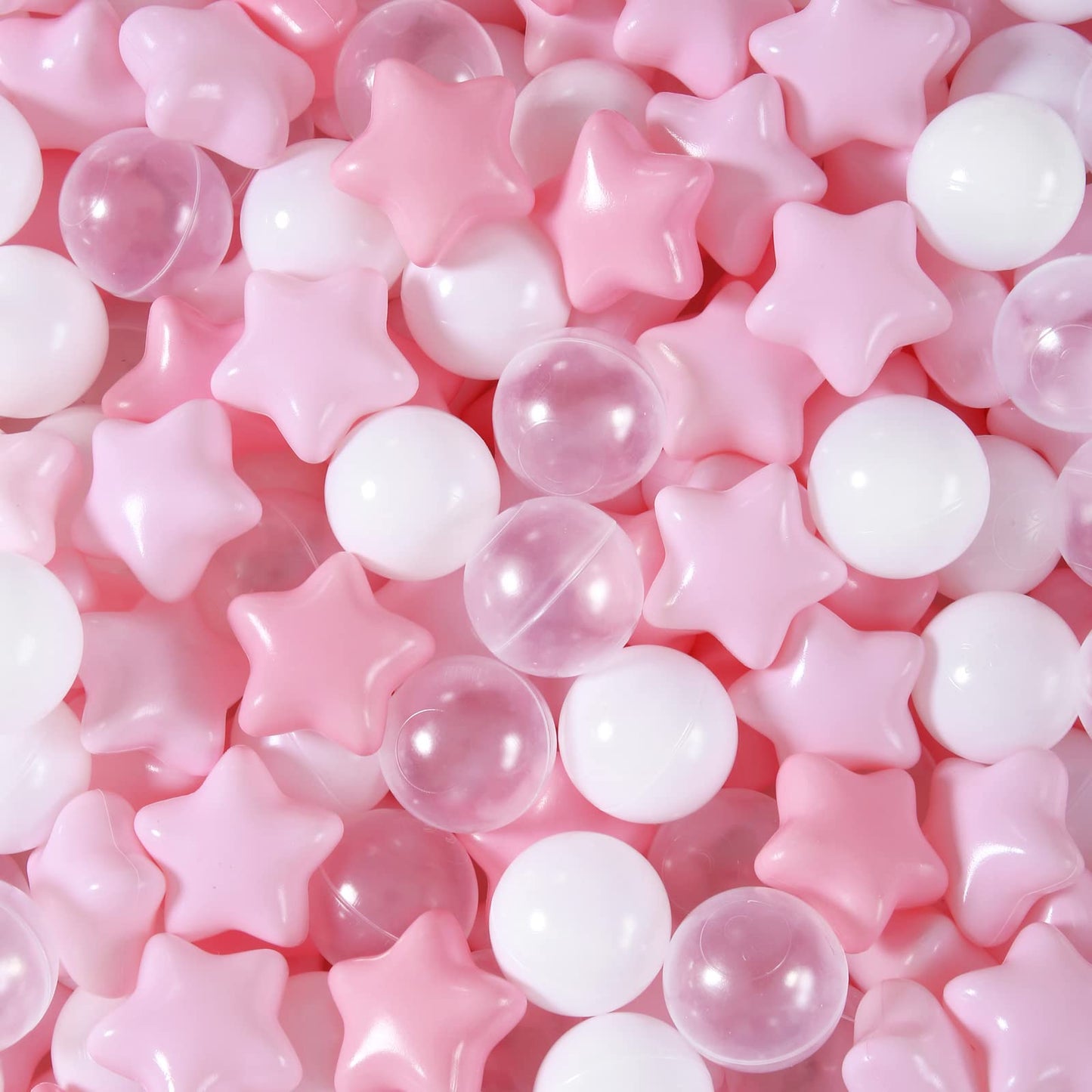 TRENDPLAY Star Ball Pit Balls for Toddlers -100 Count Star Balls Different Shapes, Non-Toxic Plastic Balls for Safe Play, Boys Girls Festival Party