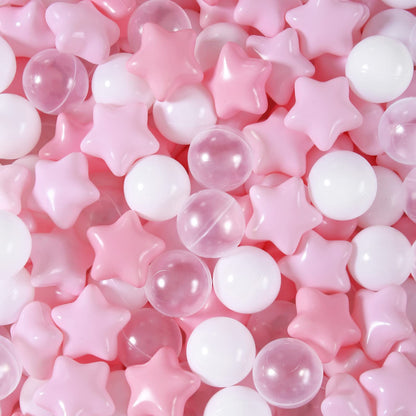 TRENDPLAY Star Ball Pit Balls for Toddlers -100 Count Star Balls Different Shapes, Non-Toxic Plastic Balls for Safe Play, Boys Girls Festival Party