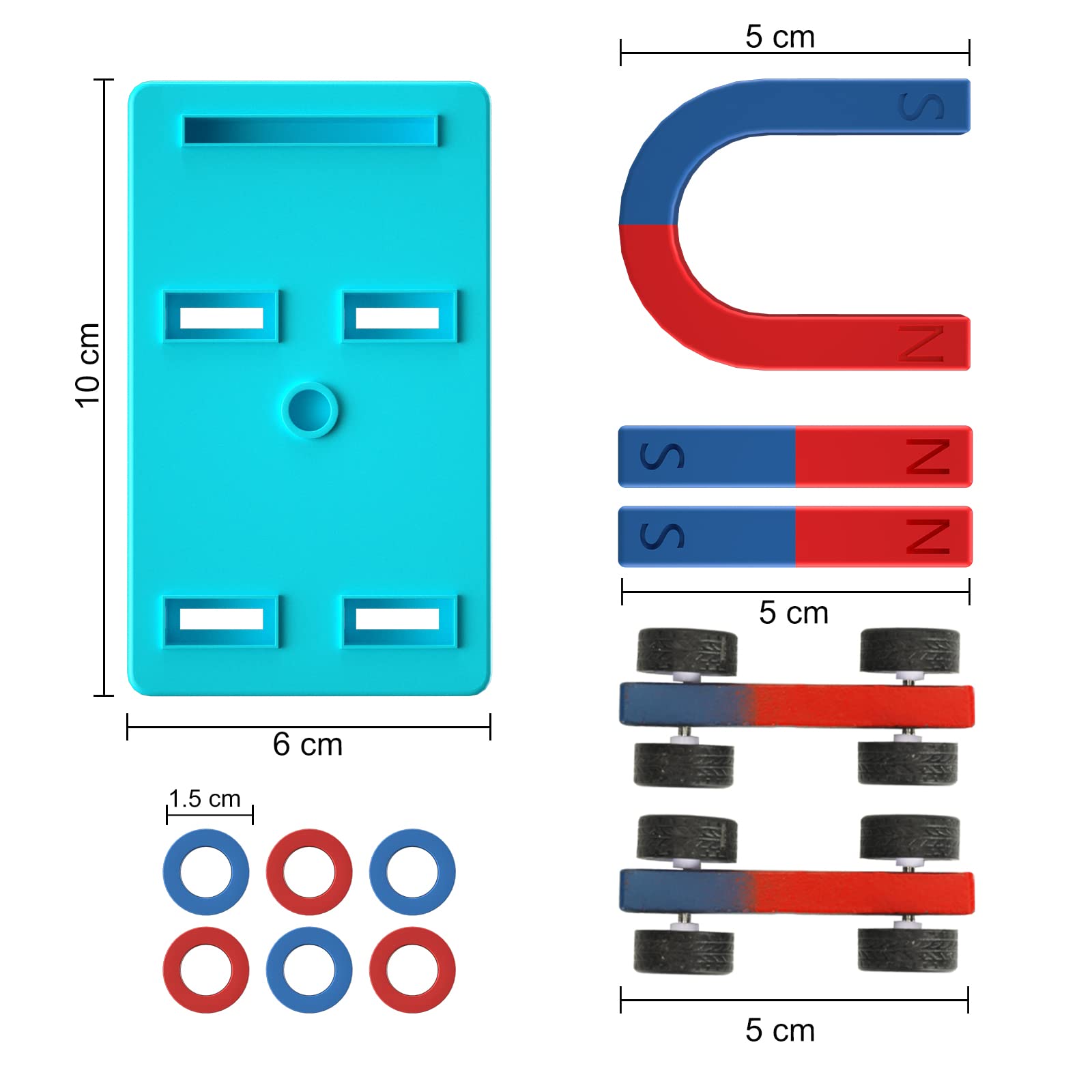 Mysterystone Science Magnets Experiment kit for Kids Physics kit for Students Stem Experiment Tools Including Horseshoe Magnets, Iron filings