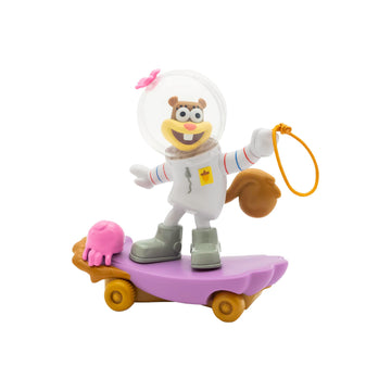SPONGEBOB SQUAREPANTS Jelly Fishin Gliders - 5 in Sandy Cheeks Pull-Back Racing Toy with Action Net, Fast Motion & Undersea Adventure Play for Kids