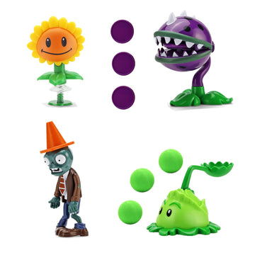 JHESAO 4 PCS Plants and Zombies Toys Action Figures Zombies PVZ Toys Set 1 2 Series Great Gifts for Kids and Fans,Birthday and Christmas Party