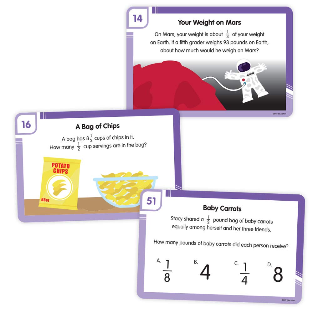 EAI Education Fraction Warm-Ups: Problem Solving Task Cards - Grade 5