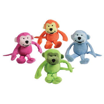 Fun Express Fuzzy Bright Neon Stuffed Happy Monkeys, 5 1/2", 12 Pc.