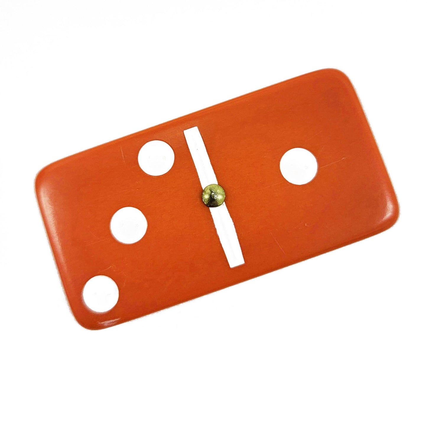 Marion Domino Double Six Orange-White Spots Jumbo Tournament Professional Size with Spinners in Dovetail Sheesham Wood Box.