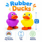 The Dreidel Company 4-Count Jumbo Rubber Duck Toy with Flippers, Giant Rubber Duckies for Kids, Bath, Pool Activity, Party Favors, 6.5" Tall (4