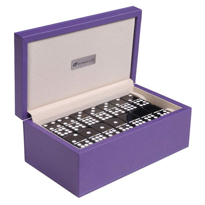Silverman & Co. Double 9 Large Black Domino Set - Purple Case