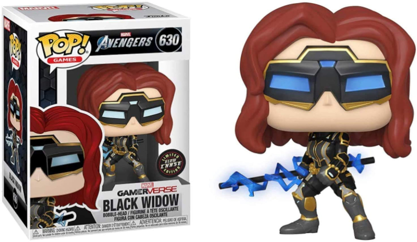 Black Widow Glow in The Dark Chase Edition #630 Pop Games: Avengers Gamerverse Vinyl Figure (Bundled with EcoTEK Plastic Protector to Protect Display