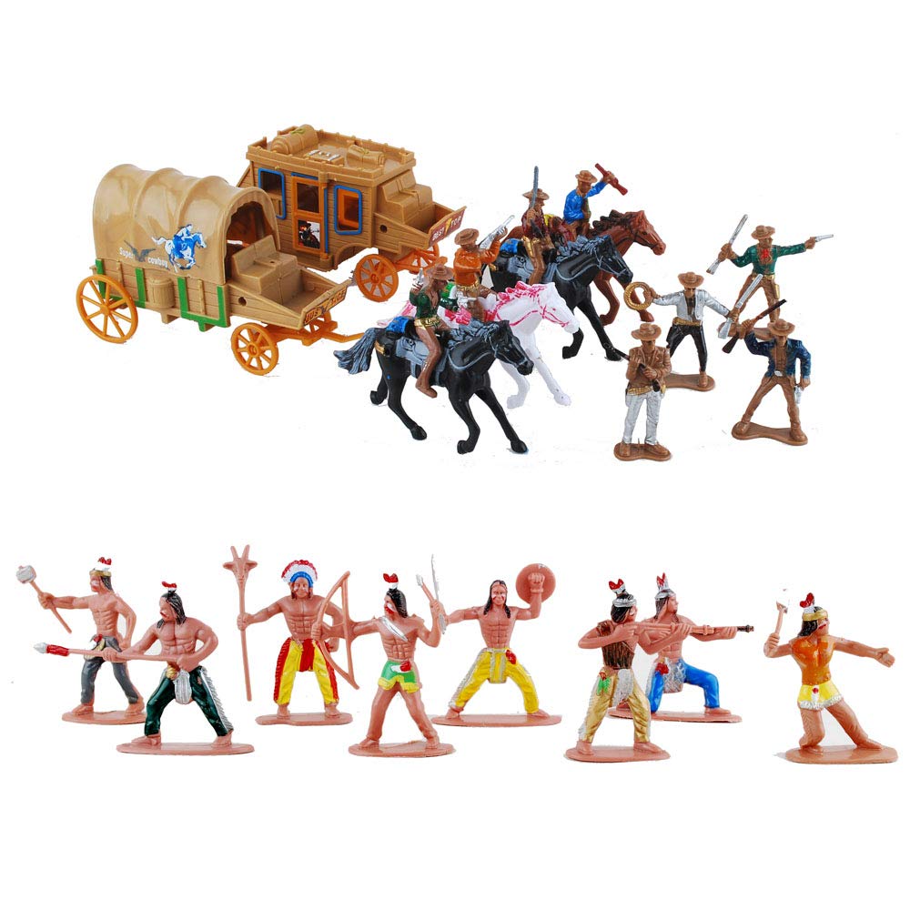 NWFashion 55PCS/Set West Cowboys American Indians Plastic Figure Playset Accessories