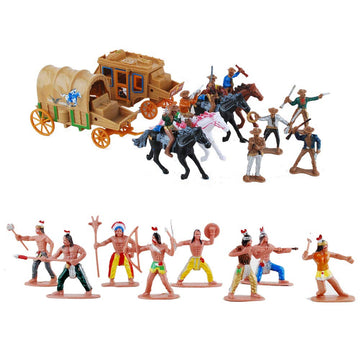 NWFashion 55PCS/Set West Cowboys American Indians Plastic Figure Playset Accessories