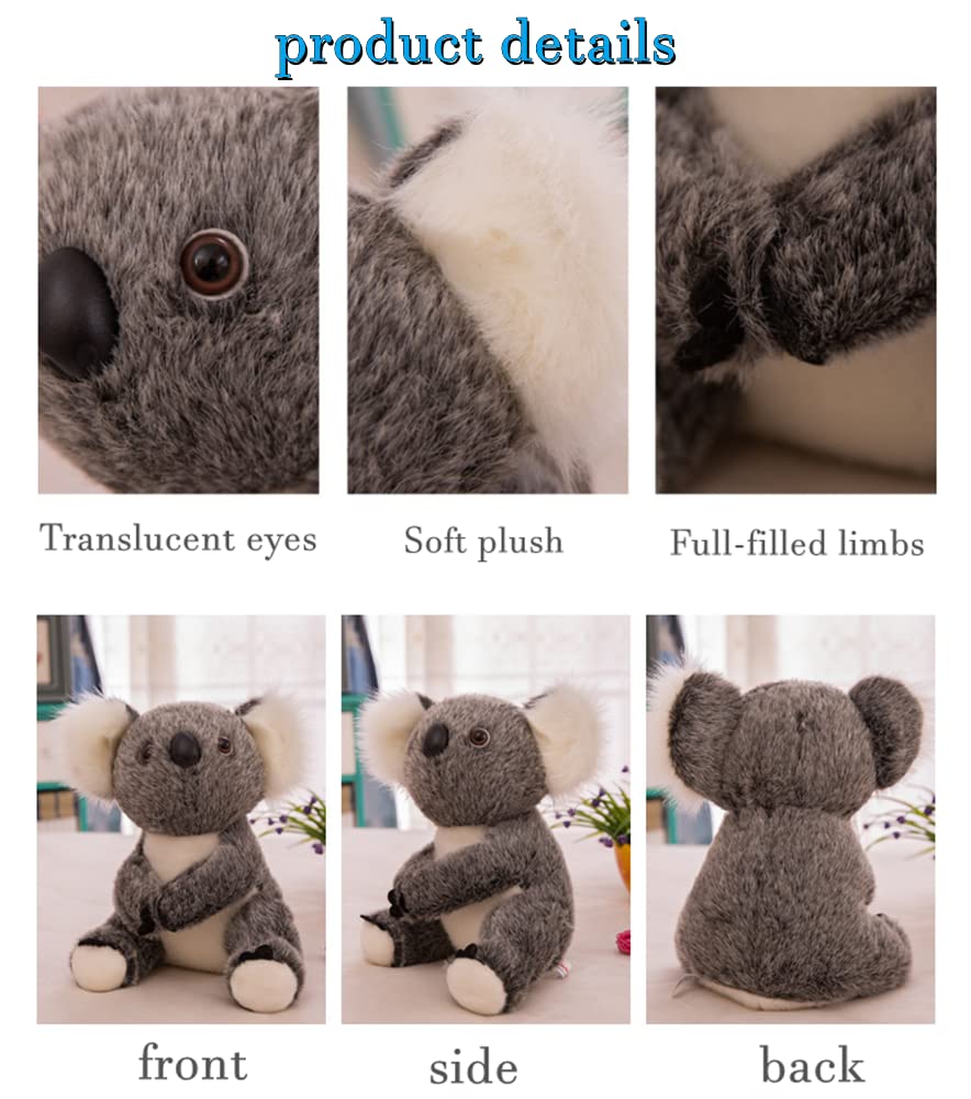 NatureMan Koala Bear Stuffed Plush Animal Simulation Koala Doll Toy Gift for Kids (Gray,11inch