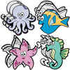 Fun Express Color Your Own Fuzzy Under The Sea Magnets - VBS Vacation Bible School Supplies/Decor - Crafts for Kids and Fun Home Activities