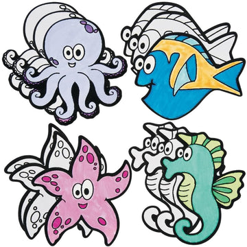 Fun Express Color Your Own Fuzzy Under The Sea Magnets - VBS Vacation Bible School Supplies/Decor - Crafts for Kids and Fun Home Activities