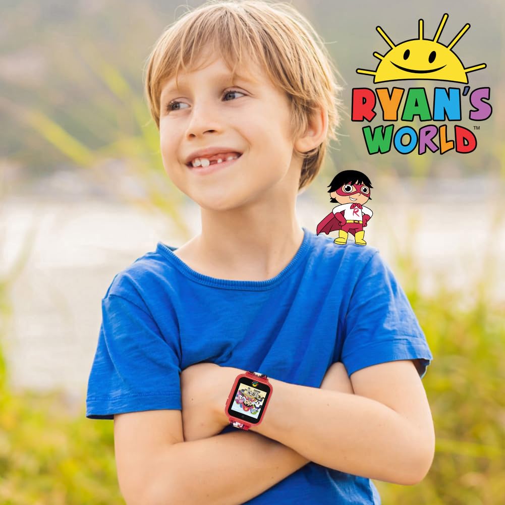 Accutime Kids Ryan's World Red Educational Touchscreen Smart Watch Toy for Boys, Girls, Toddlers - Selfie Cam, Learning Games, Alarm, Calculator