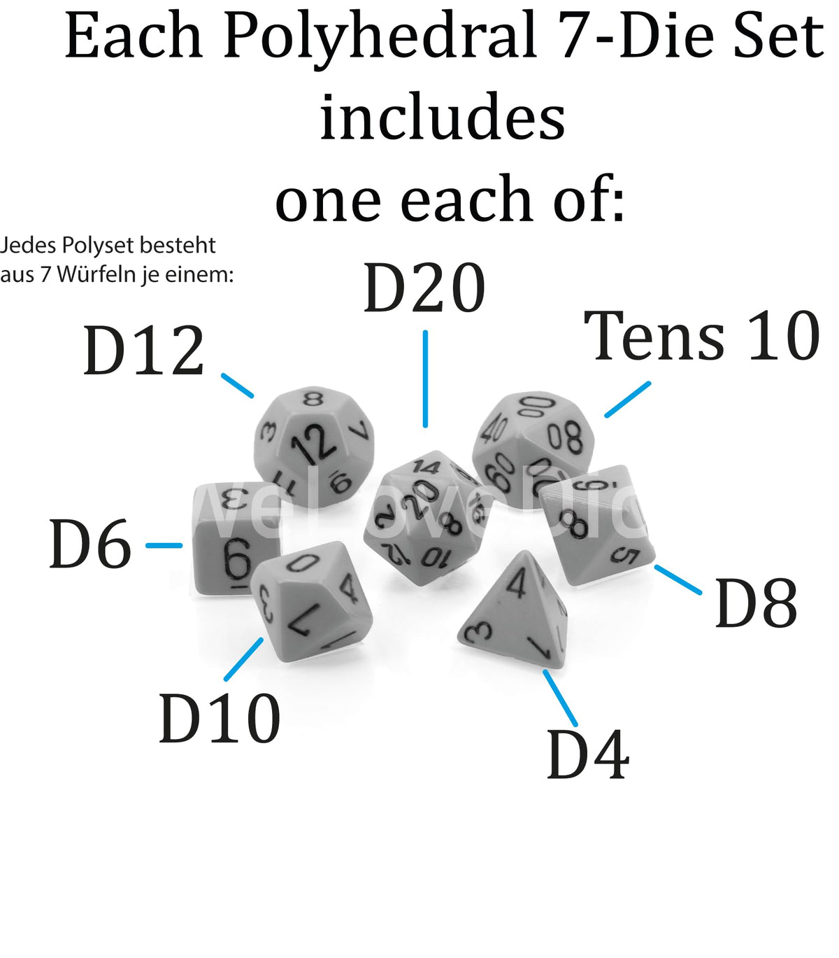 Chessex CHX26459 Dice-Gemini Blue-Teal/Gold Set