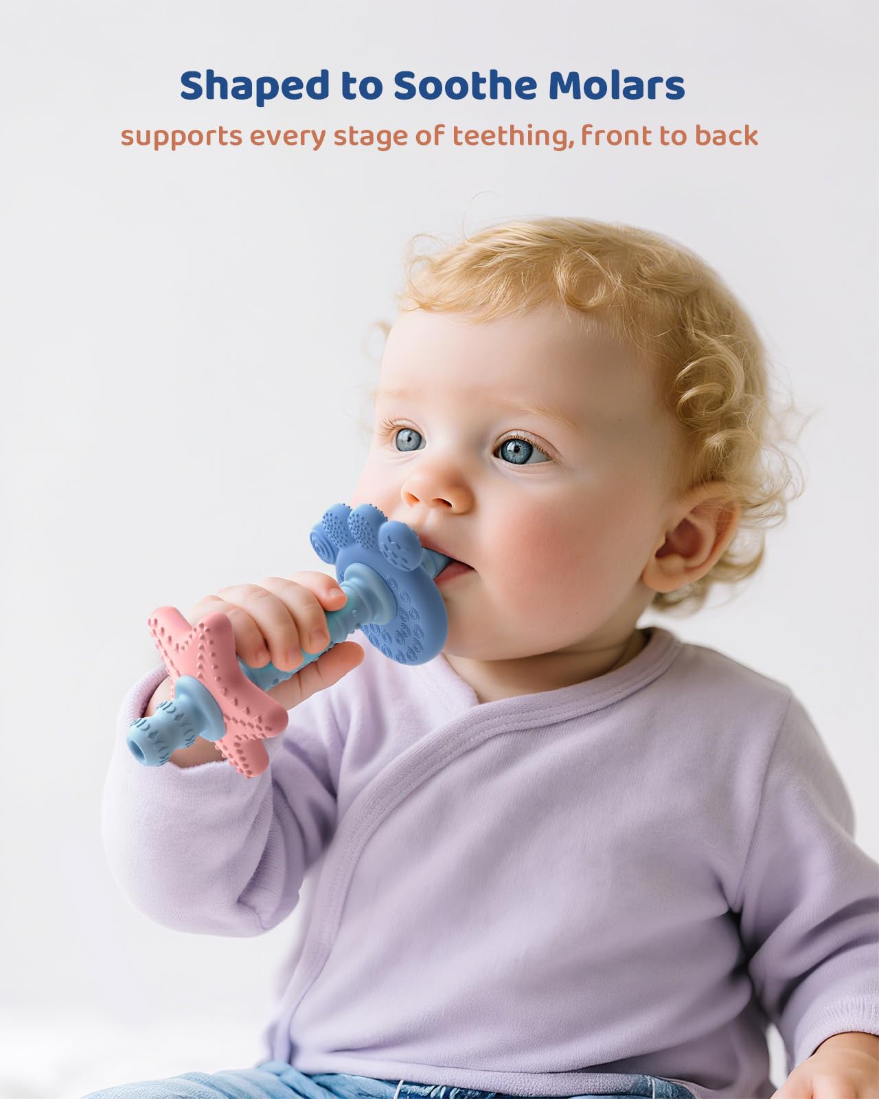 Baby Teething Toys for 3-12 Months, Food-Grade Silicone Hollow Tube Teether Stick, BPA-Free & Multi-Textured, Gum Massage, Sensory Development