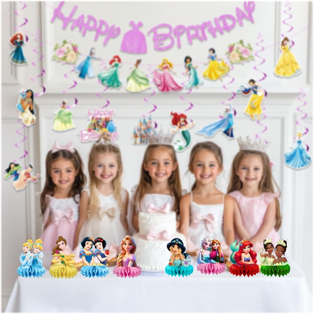 8Pcs Princess Table Centerpieces Birthday Party Supplies Double Side Table Decorations for Princess Themed Party Decorations