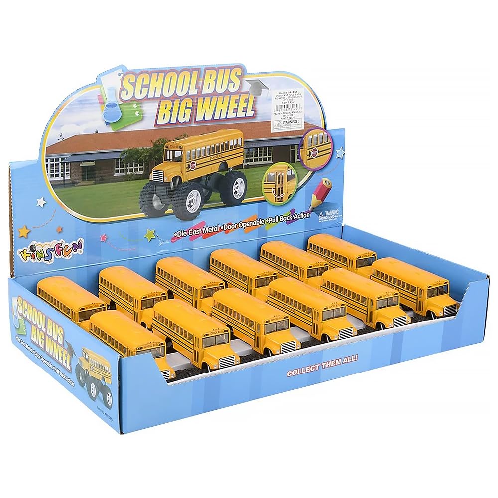 Rhode Island Novelty 5 Inch Die-cast Metal School Bus Big Wheel Monster Truck One School Bus