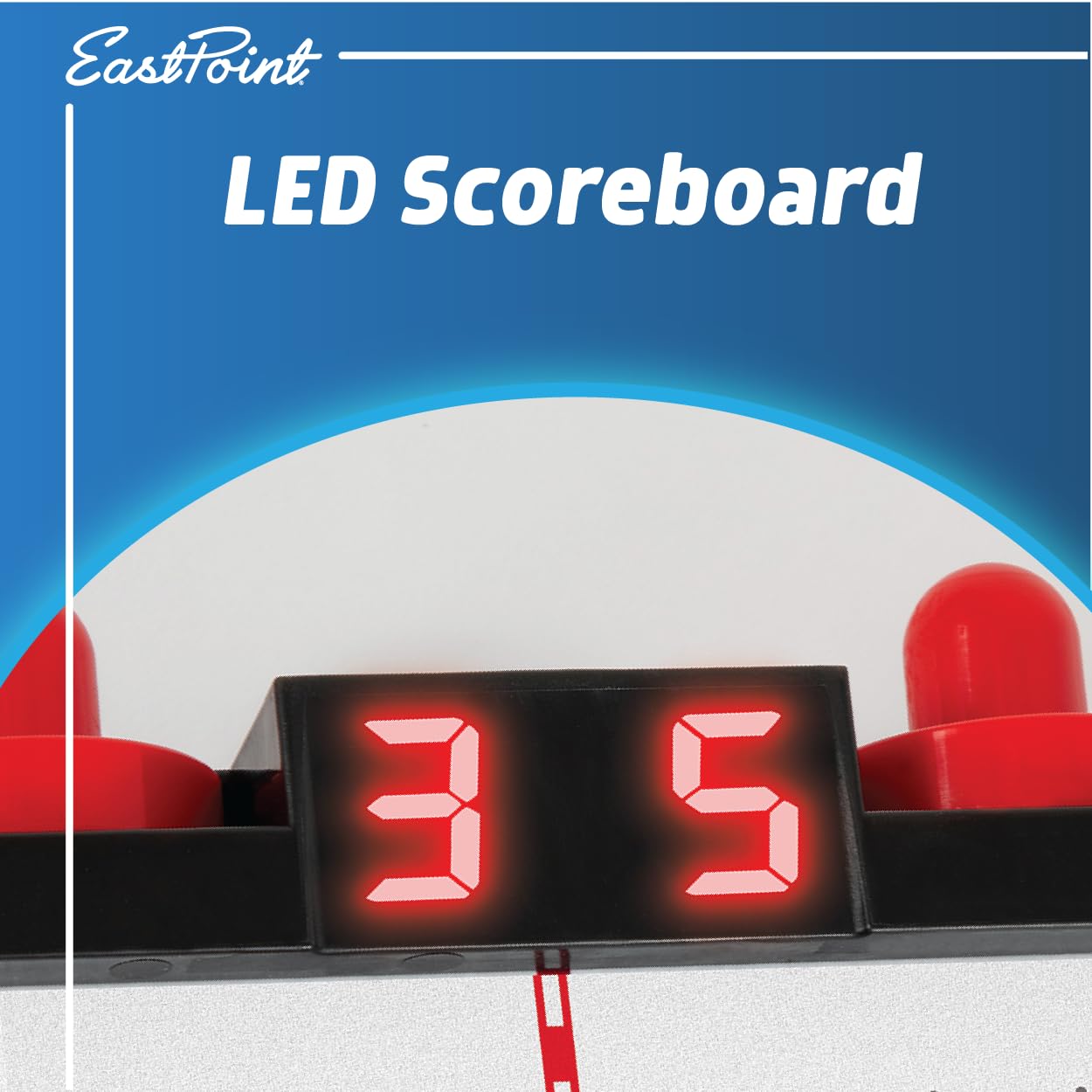 EastPoint Tabletop Air Hockey Table Pro - Black & White - LED Scoreboard for Hockey Game - Includes Pucks & Pushers for Table Games for Kids - Compact