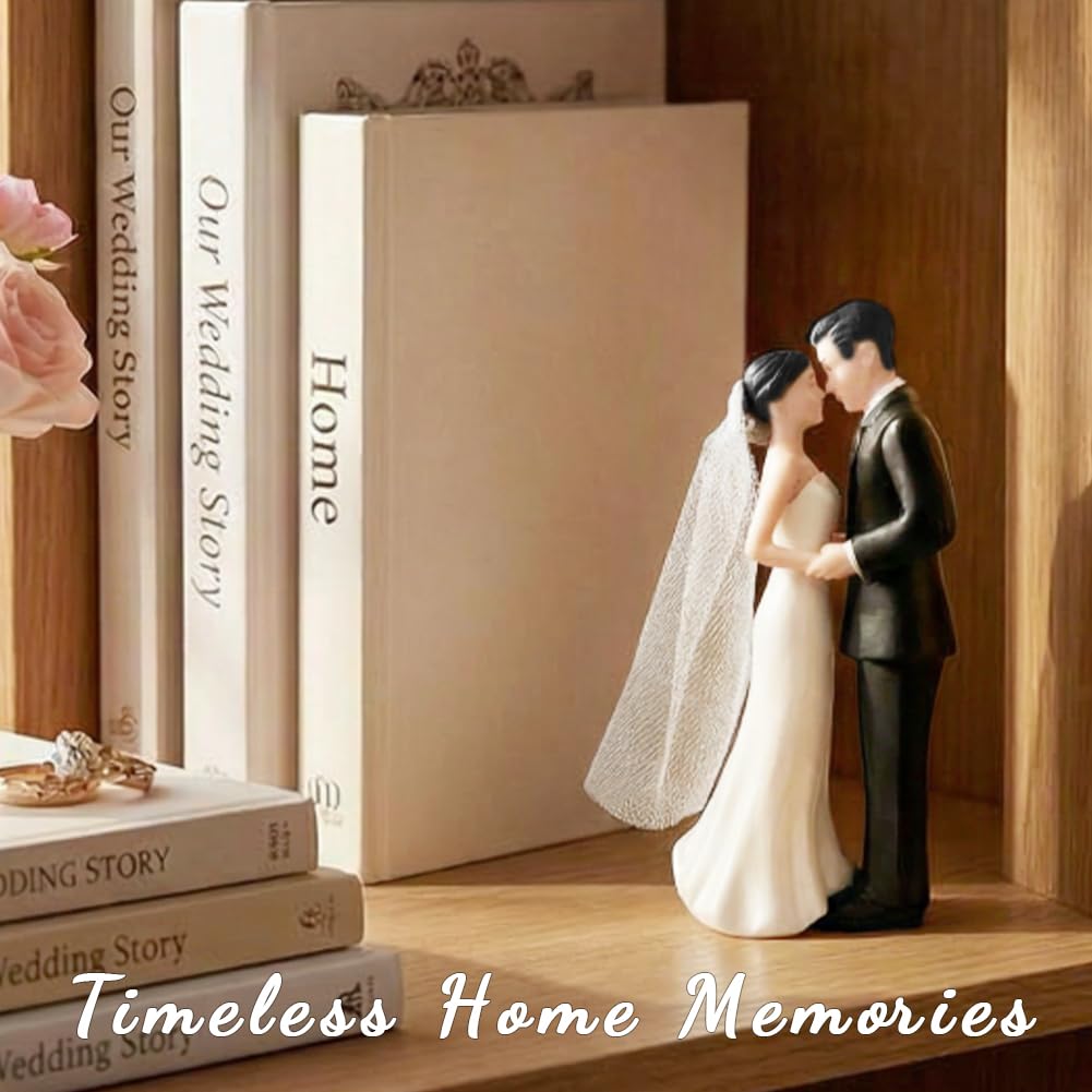 Wedding Bride and Groom Cake Topper Romantic Couple Figurine Cake Plastic Toppers for Anniversaries Engagement Parties, Bridal Showers, Wedding Cake