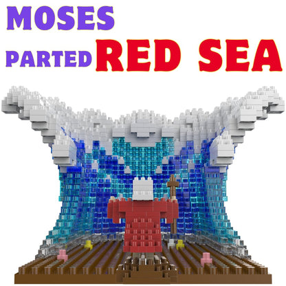 A Prayer Gift, Jesus Series-Moses parted The Red Sea Mini Figurine, Bible Story w/lego, Jesus Toy, Christmas Party Gift, Nativity Building Set