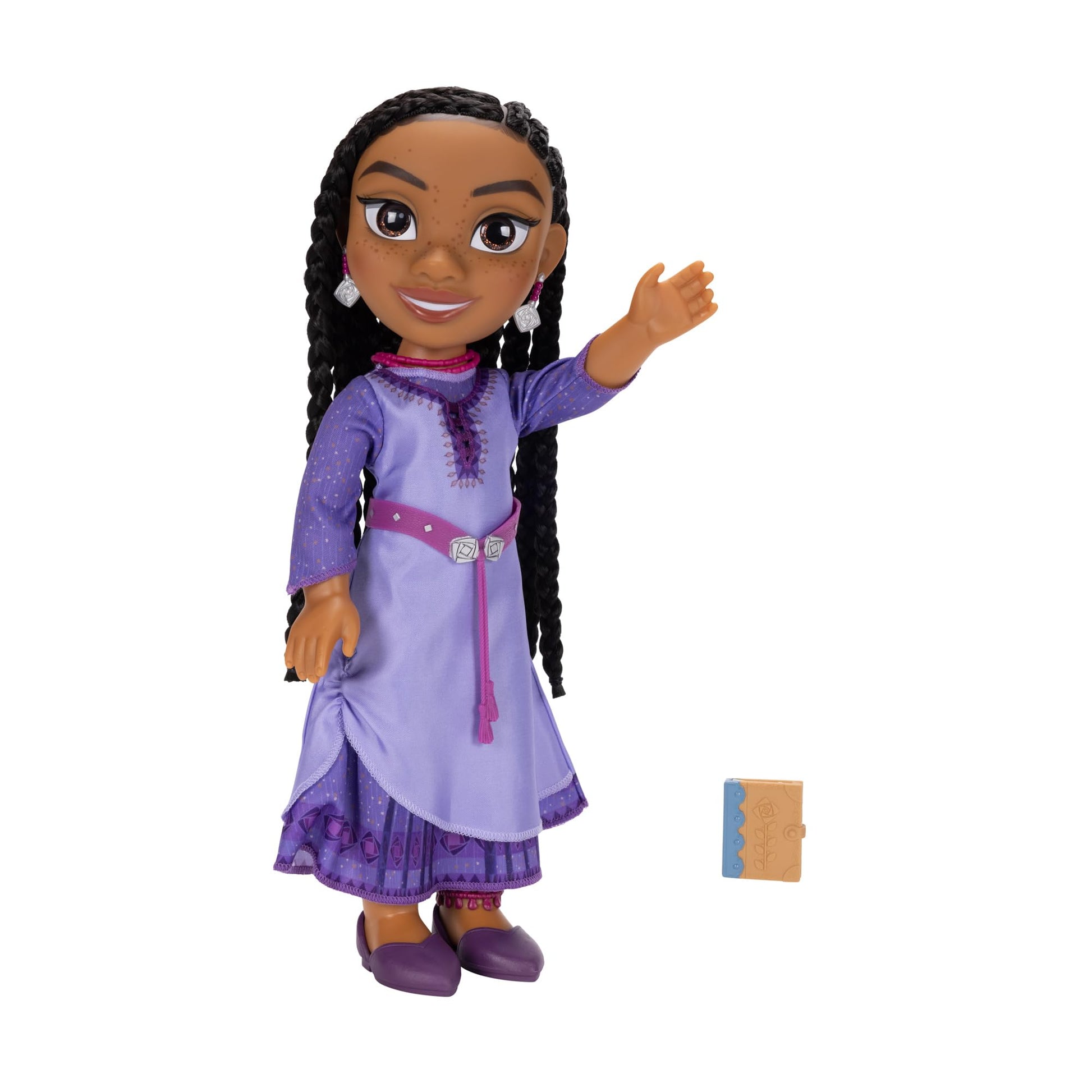 Jakks Pacific Disney's Wish Asha Doll, 14” / 35cm Tall Doll with Royal Reflection Eyes and Hand Braided Hair, Includes Removable Dress and Shoes for