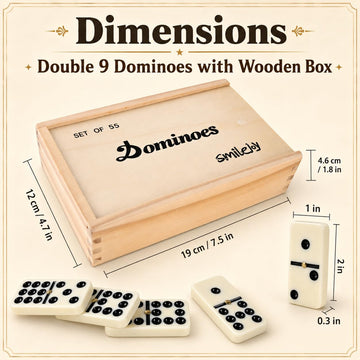Smilejoy Dominoes Set for Adults, Double Nine Domino Set for Classic Board Games, Dominoes Double 9 for Family Games with Natural Wooden case