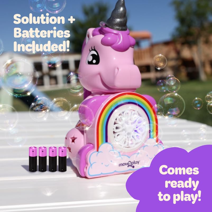 Move2Play Bubble Blower | Bubble Machine | Bubble Toy for Toddlers, Boys and Girls | Indoor & Outdoor | Birthday Party | Summer Fun | Gift for Girls