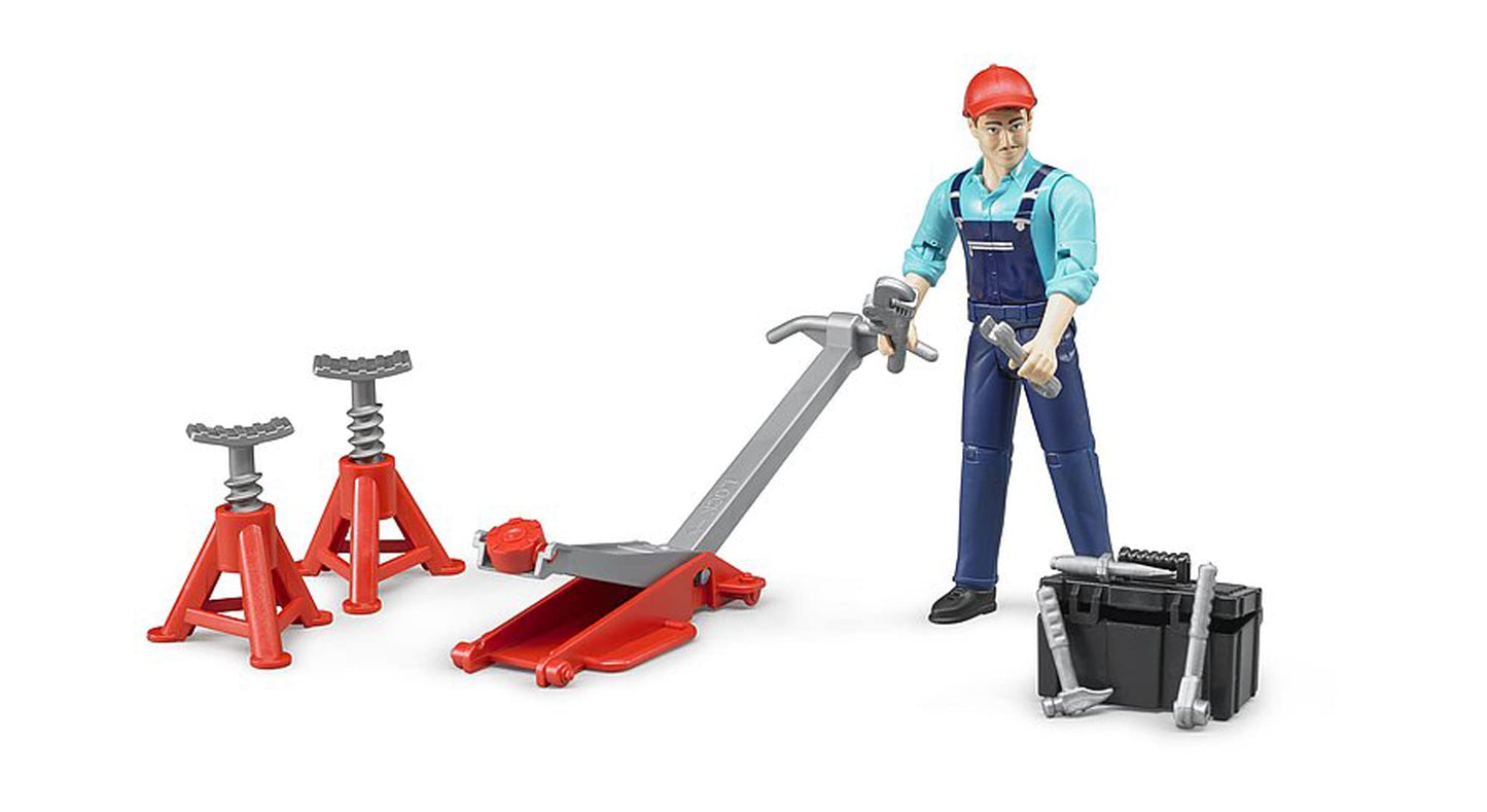 Bruder 62100 Bworld Light Skin Man with Repair Shop Accessories Vehicle for unisex-children