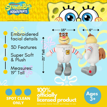 Spongebob Squarepants Sandy Cheeks Plush Cuddle Pillow, Super Soft & Cozy, (Officially Licensed Product) by Franco Collectibles