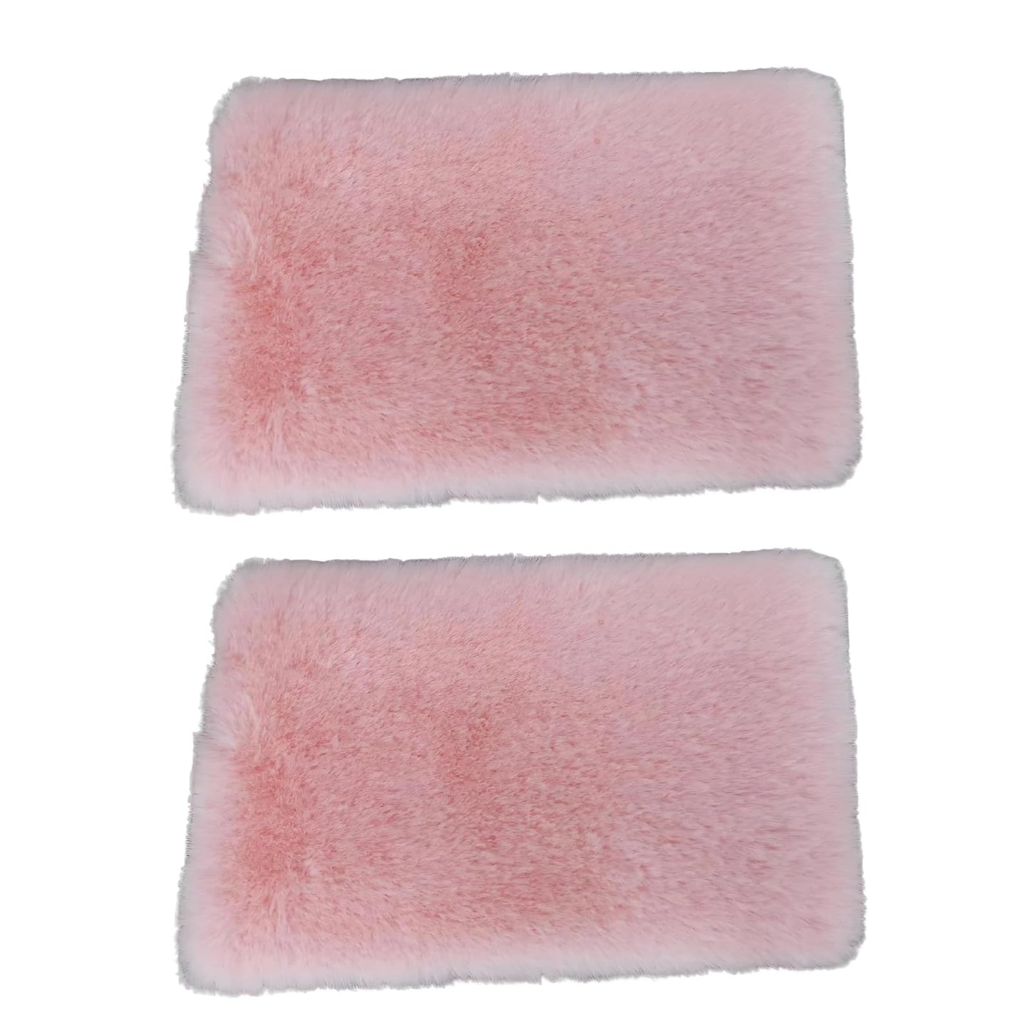 2Pcs Pink Square Carpet, Miniature Fluffy Rug, Lightweight Dollhouse Decor for 1/12 Scale