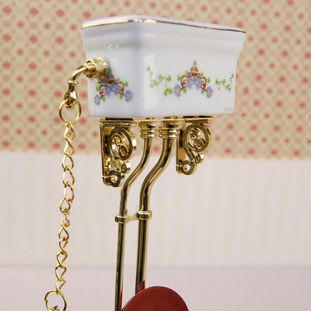 Tiny Ceramic Toilet for Dollhouses Bathroom 1/12 Scale Miniature Furniture Model with Detailed Design