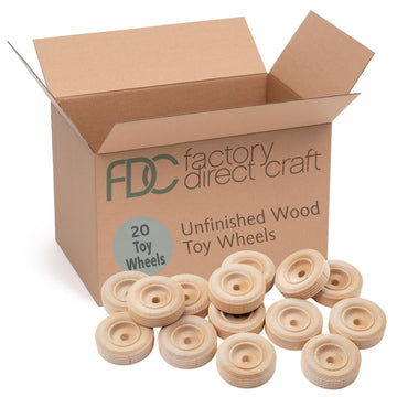 Unfinished Wood Wheels by Factory Direct Craft - Pack of 20 Mini Wooden Wheels for DIY Woodworker Crafts Model Cars Trains (Size: 2-1/2 inch Diameter)