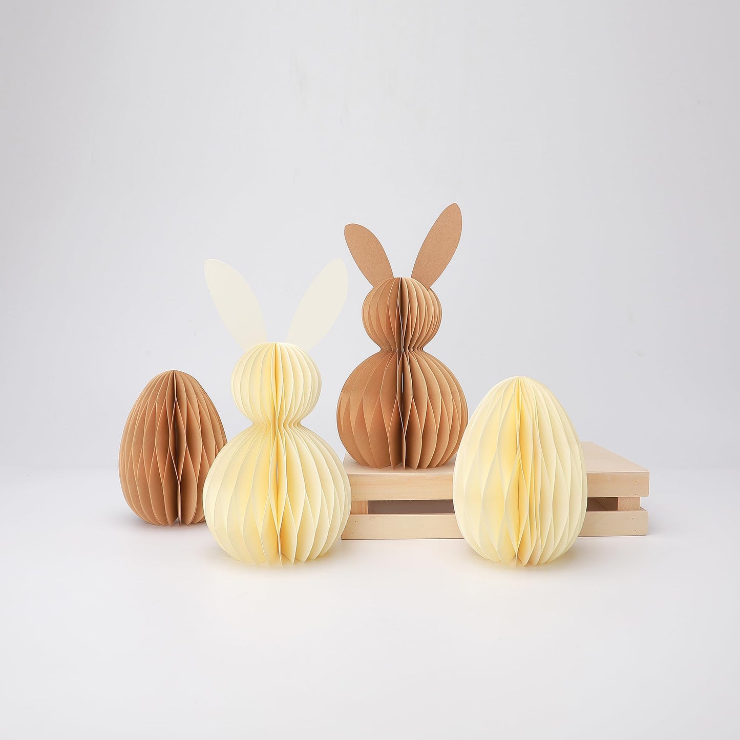 Easter Decorations, 4Pcs Easter Honeycomb DIY Table Centerpiece Set, Cute Table Centerpiece Decor for Easter Decors, Egg Hunt Supplies