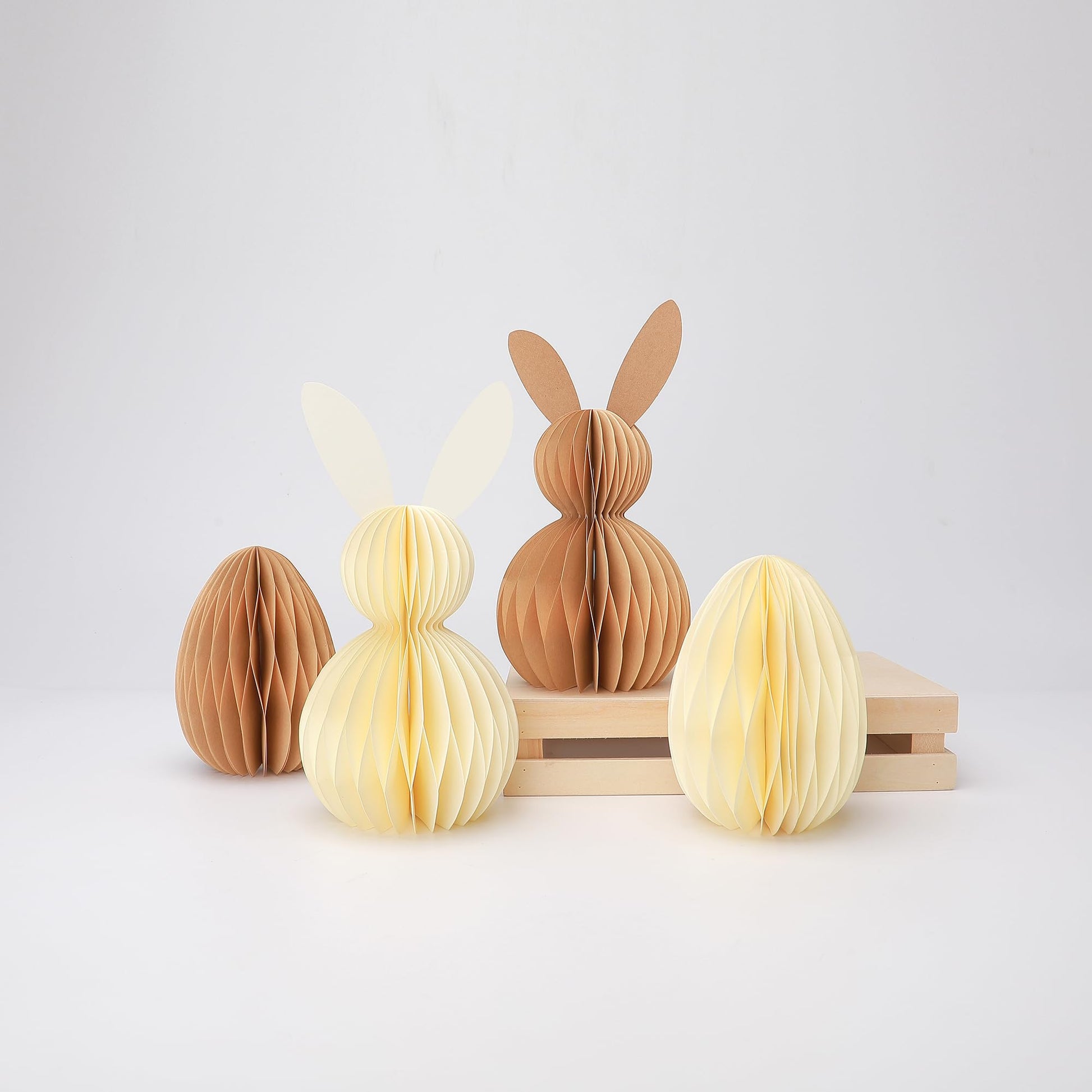 Easter Decorations, 4Pcs Easter Honeycomb DIY Table Centerpiece Set, Cute Table Centerpiece Decor for Easter Decors, Egg Hunt Supplies